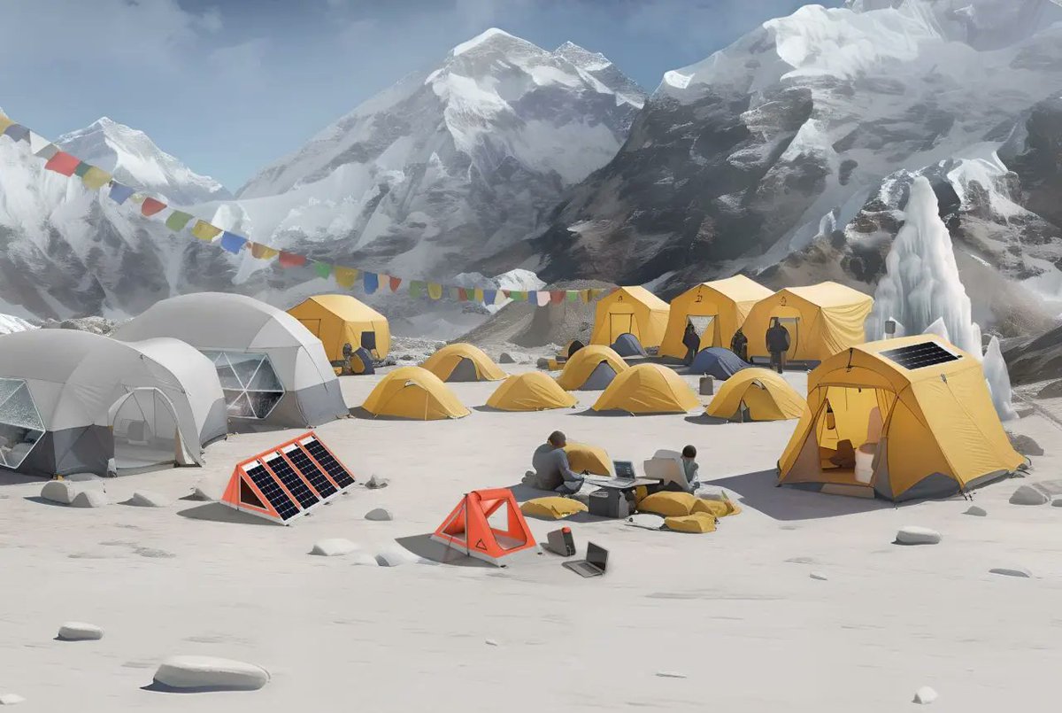 4sportua's tweet photo. "The NeverRest Project" presented the First Sustainable Base Camp for #Everest.
#TheNeverRestProject includes an analysis of the use of space, portable solar tents, a waste incinerator basin or an artificial glacier, among other pioneering developments!
https://t.co/lplJeG8DcJ https://t.co/gqFid96miw