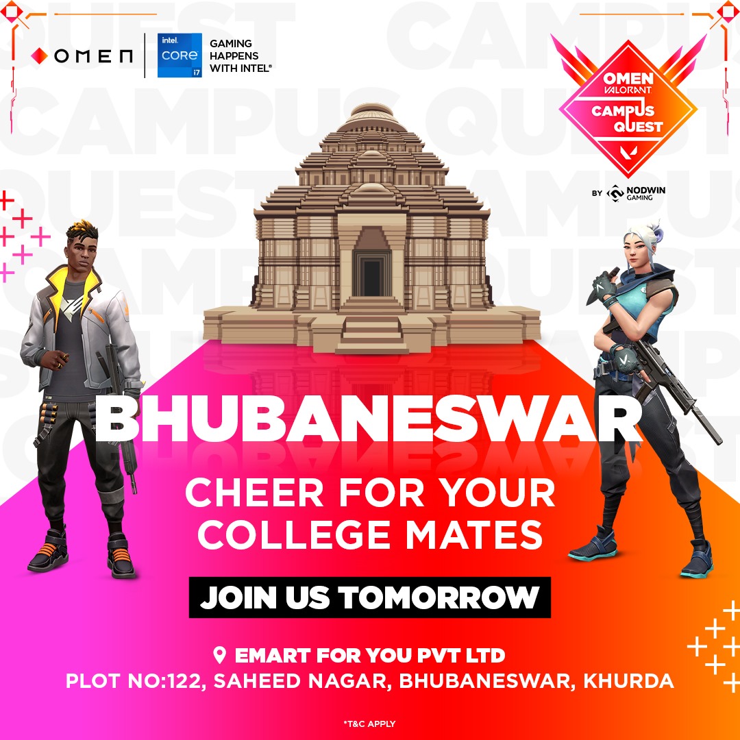 NodwinGaming's tweet photo. ๐ข Bhubaneswar, the moment has arrived to unite and back your colleges at the OMEN Valorant #CampusQuest City Finals!
๐ฏ Join us tomorrow at 12PM
๐ Venue: Emart For You Pvt Ltd, PLOT NO: 122, SAHEED NAGAR, KHURDA
#OMEN #OMENIndia #BeOMENCool #HPOMEN #OMENbyHP @intelindia https://t.co/SzHFlzt71f