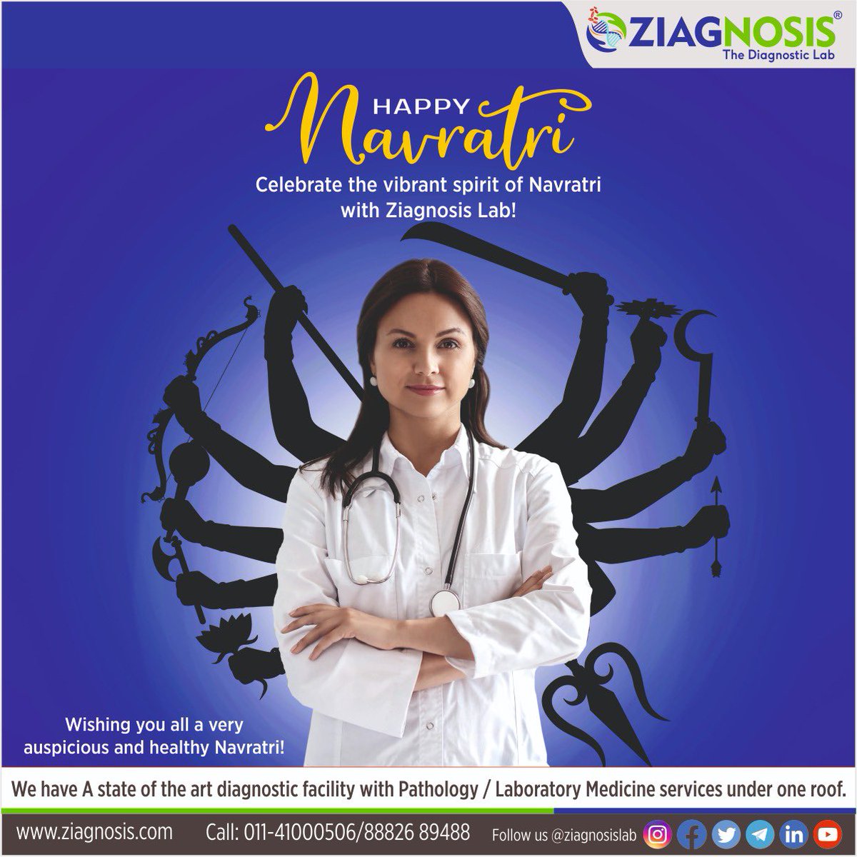 This Navratri,we celebrate the power of women,especially those who work tirelessly in our labs to make the world a better place
Book an appointment:
📞Contact: +91 8882689488
📩Email: info@ziagnosis.com
🌐Vist: ziagnosis.com
#NavratriHealth #diagnosticLabs
#ziagnosislab