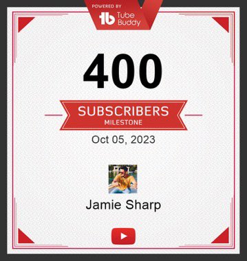 Jamie__Sharp's tweet image. Woop 🙌 THANK YOU so everyone who has SUBSCRIBED so far 😁 lets see how long it takes to hit 500 🐢 👀 youtube.com/@JamieSharp?si…