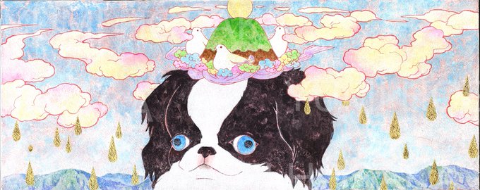 狆は定期的に描いてしまう。目は試行錯誤しながら、最後まで修正を重ねました。#狆 