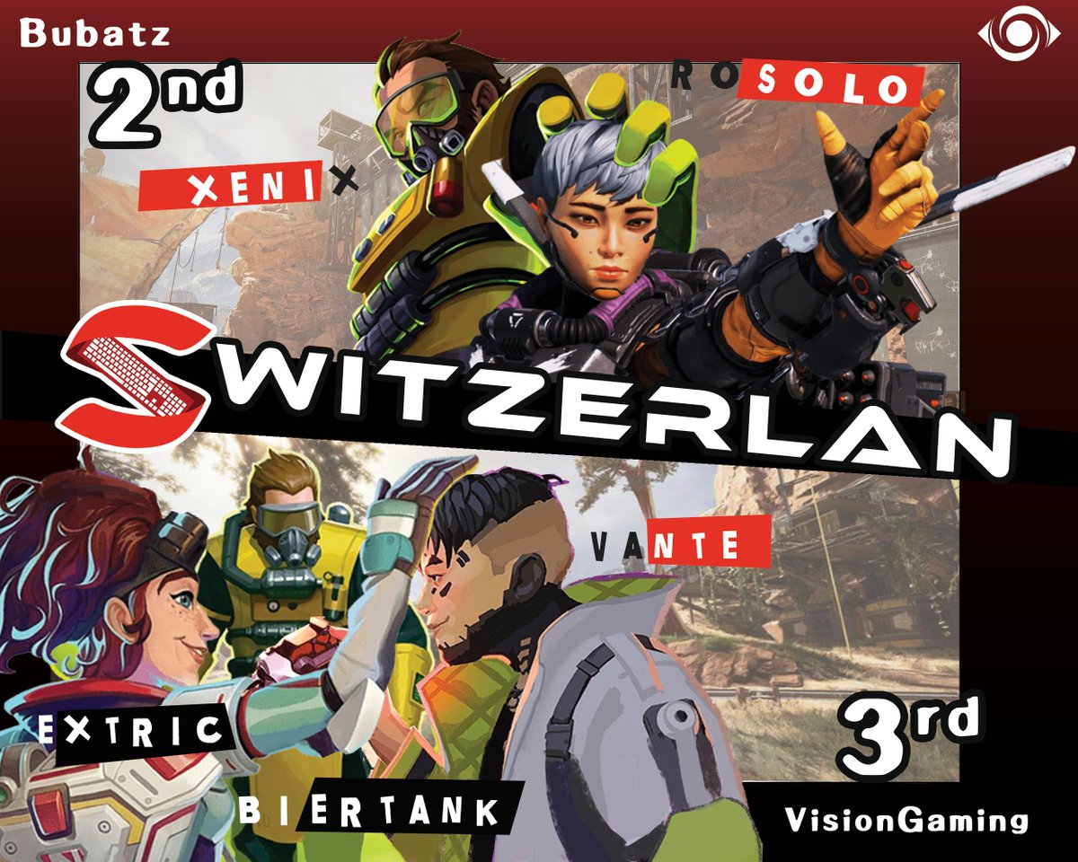 We got victories in Apex Legends! 🏆

🥈 Bubatz with Rosolo and Xenix takes the 2nd place 
🥉 VisionGaming with Vante, Extric, and Biertank takes the 3rd place

GGWP! Thank you for your efforts! 🫡
We #play4more, showing 'em our #VGPower!