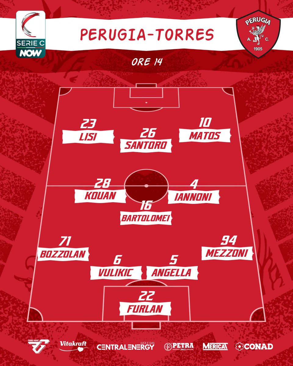 ACPerugiaCalcio's tweet photo. π£| I nostri π¦
A disposizione di mister #Baldini: #Abibi, #Cancellieri, #Paz, #Vazquez, #Seghetti, #Acella, #Ricci, #Cudrig, #Torrasi, #Morichelli, #Giunti, #Souare
FORZA RAGAZZI! βͺοΈπ΄
#forzagrifo @LegaProOfficial #PerugiaTorres #PERTOR https://t.co/U1MoRvmNYO