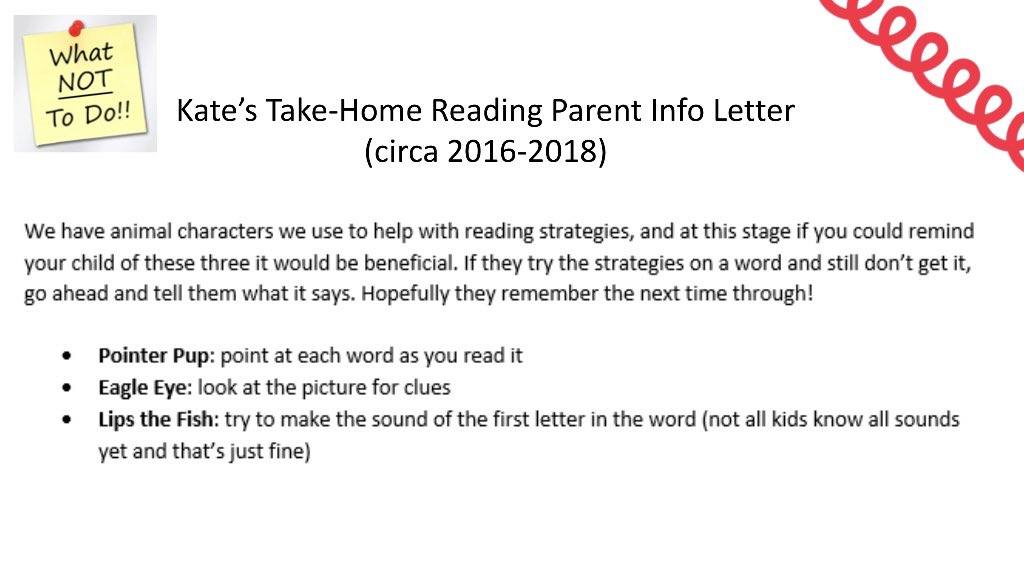 thismomloves's tweet image. At yesterday’s @ONlit_social book study I shared an excerpt from a letter I used to send home in kindergarten. While Pointer Pup has stayed, Lips the Fish is too focused on first sound/guess the rest &amp;amp; Eagle Eye directly contravenes the OHRC’s Right to Read. #KnowBetterDoBetter