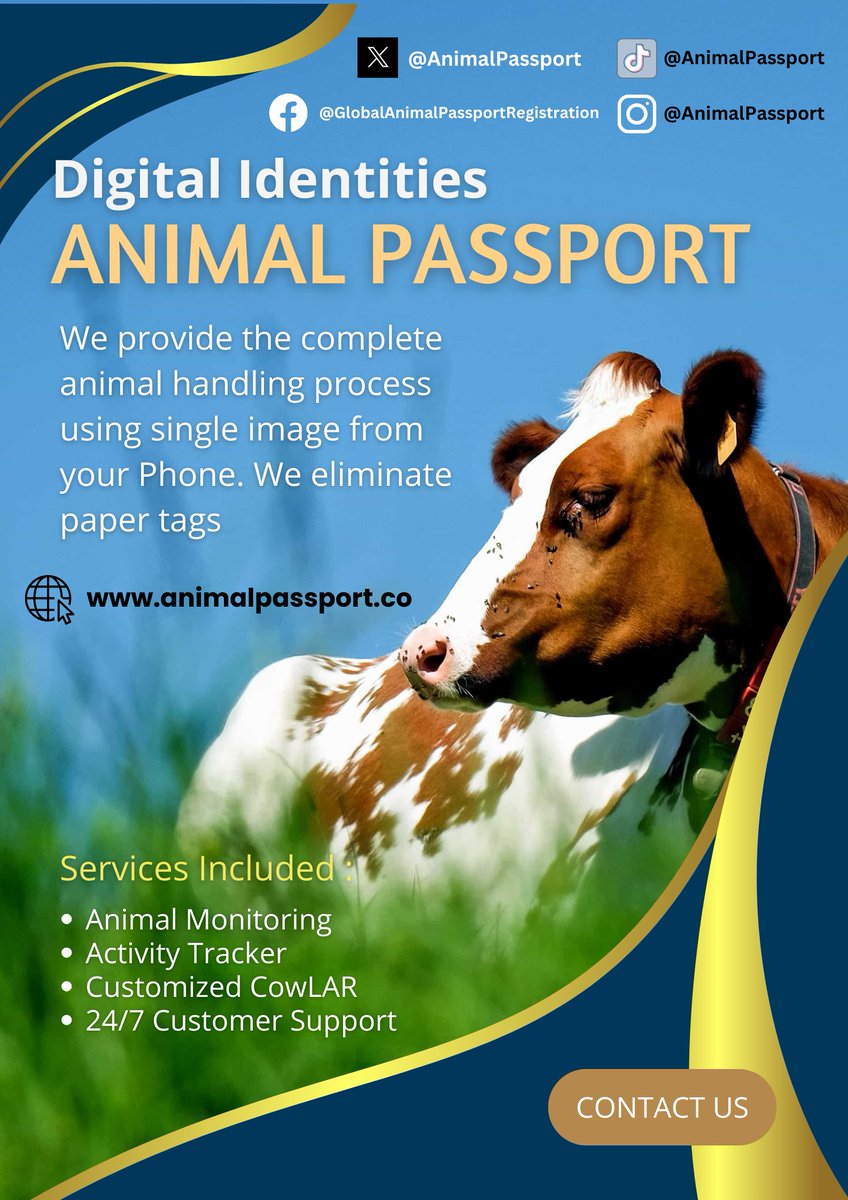 AnimalPassport's tweet photo. We provide the complete solution for animal handling. Get the free trail today and have your animal registered.
https://t.co/V2hb7MrCXU

#notags #digitalfarm #agritech #gapr #dairycows #technologyfarming #animalbiometrics #animalrecognition #animalidentification #animalrecog https://t.co/ut921sNI65