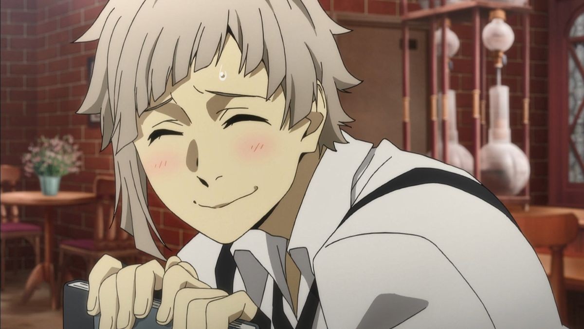 Bsdsushi's tweet photo. Atsushi and his silly little awkward smile 😭❤️ https://t.co/88Dwy1yssr