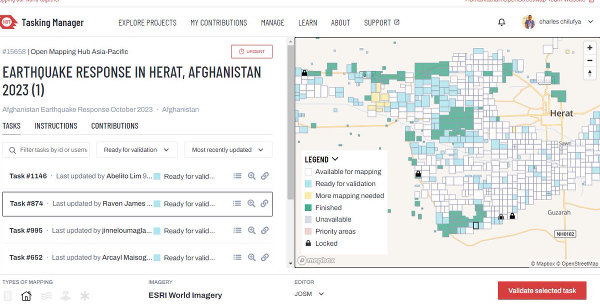 CharleChilufya's tweet photo. If we can not join physically and help AFGHANISTAN, then we can surely use the Tasking Manager to make edits and generate data that will be used in the humanitarian response. We are mapping https://t.co/gmGzioaQKd, spare some time today to join in mapping
@hotosm @openmapping_ap https://t.co/4ytSIGfNhi
