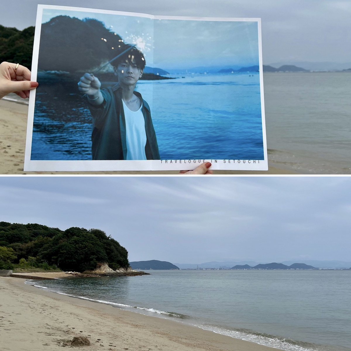 taketosora's tweet image. 直島旅④琴弾地海水浴場

本当はベネッセハウスミュージアムも行く予定が事情があって断念💦
すぐ近くの浜辺へ
ここに小さな鳥居があってこの上に石を乗せると願いが叶うって帰ってから知った😅

#佐藤健カレンダー2023