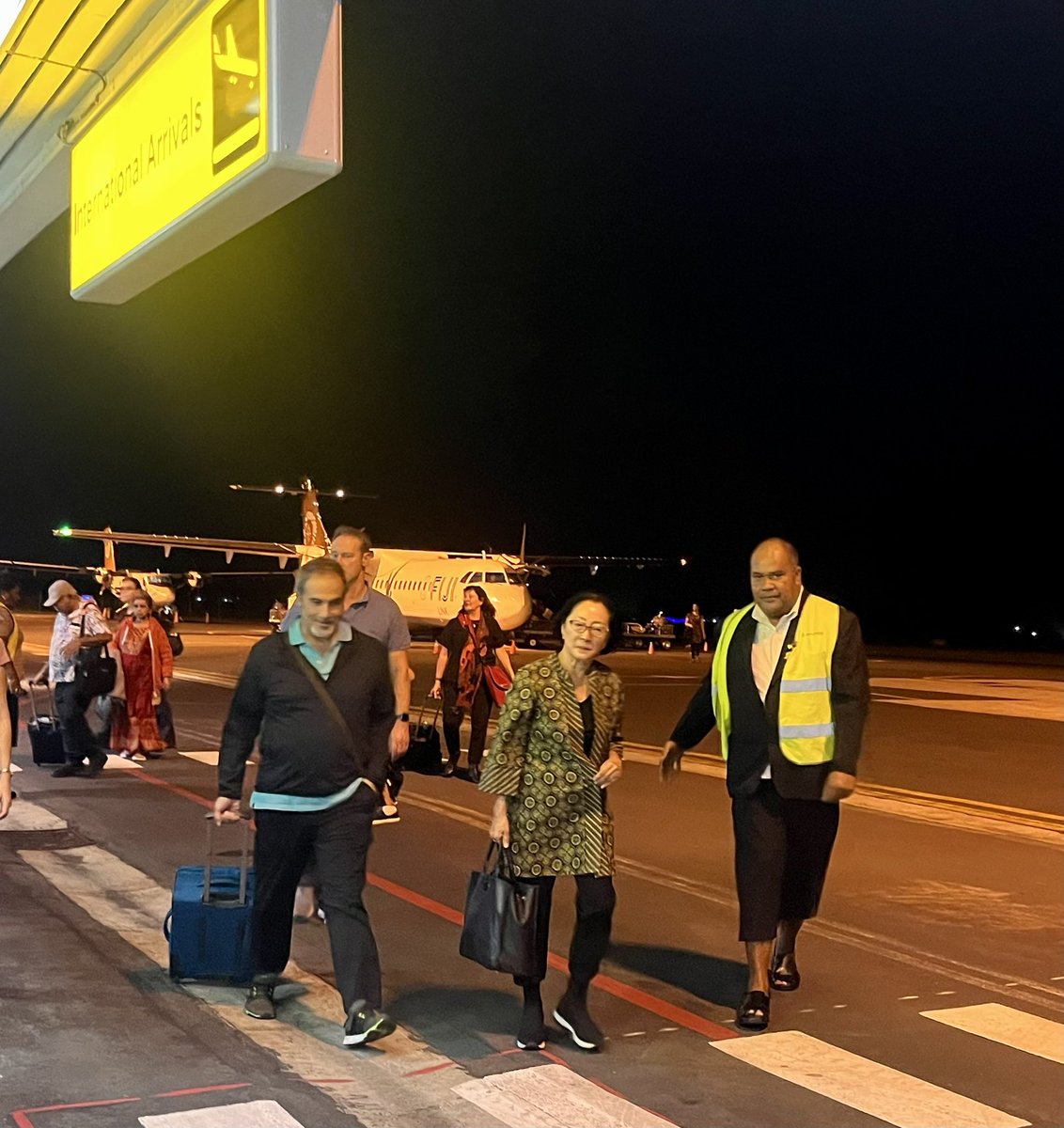 FijiNDRMO's tweet photo. The @FijiNDMO Director @SokoVasiti &amp; CCD @JNavuku received the @HeadUNDRR Ms.Mami Mizutori at Nausori Airport this evening who is on her first official visit to the region, beginning in 🇫🇯
She is expected to also be part of this year’s National Disaster Awareness Week (NDAW). https://t.co/TeTut6Unsq