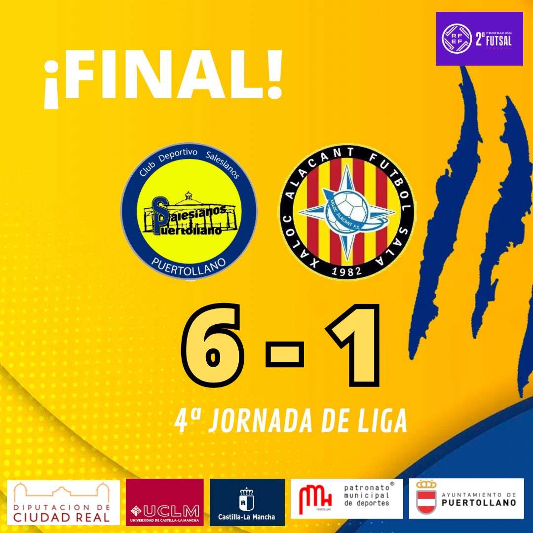 CDSalesianosPto's tweet photo. ⌚️ 40’ Final del partido. Los tres puntos se quedan en casa. Vamos!!!
 
 @CDSalesianosPto 6️⃣-1️⃣ @XalocAlacant 

#VamosSalesianos 💛💙 https://t.co/t64FVXieeq