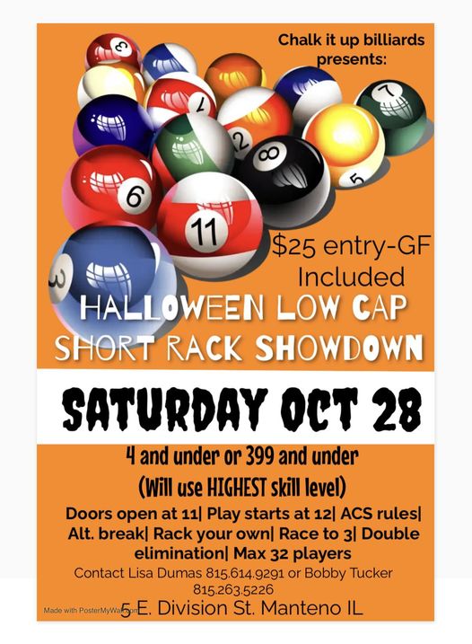 IllinoisPool's tweet image. 8 Ball Tournament
• 10/28/23 (12pm)
• Manteno (Chalk It Up Billiards)
• $25