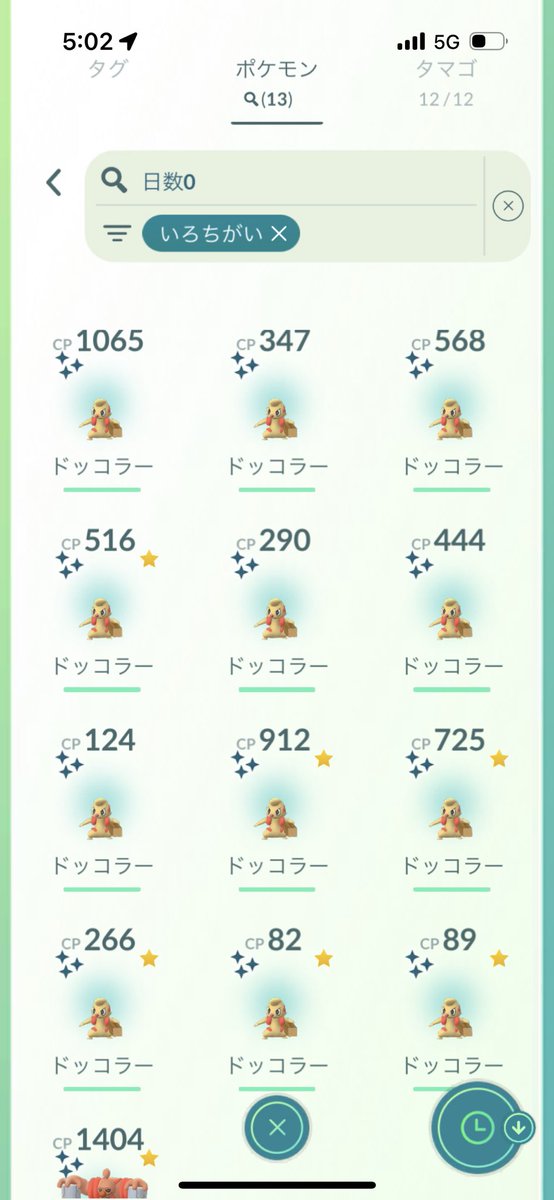 ha_pokego's tweet photo. ドッコラーコミュデイお疲れ様でした💛

色違い13匹🥳✨あたためておいた高個体値のローブシンもばっちり- ̗̀ ( ˶'ᵕ'˶) ̖́-👍🏻💓

 #ポケモンGO  #コミュニティデイ https://t.co/J540UWTRln
