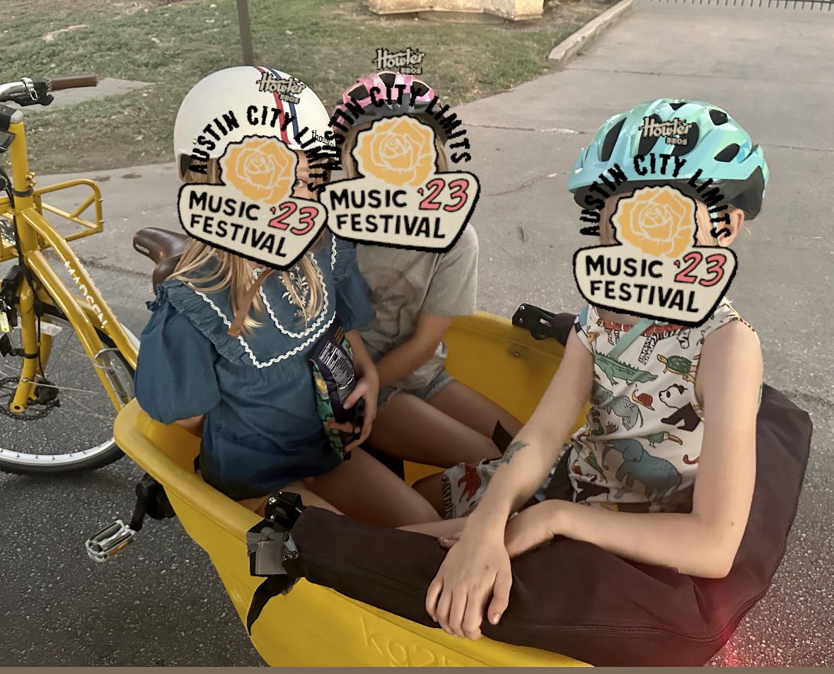 THANK YOU for the protected bike lanes on Barton Springs Rd <a href="/austinmobility/">ATX Transportation and Public Works</a>. A true safety game changer. These little 🎸rock stars 🎸got a seamless ride to <a href="/aclfestival/">ACL Festival</a>. Madre couldn’t have done it with out the electric⚡️assist compliments of <a href="/madsencycles/">MADSEN Cycles - Cargo Bikes</a>! 👊#cargocowgirls