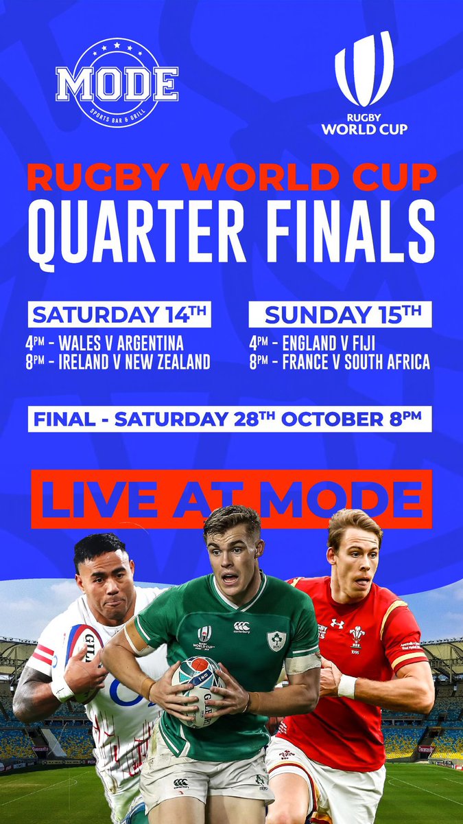 Vicky Laflin (@vickylaflin) on Twitter photo Thank you for my 2023/24 sponsor <a href="/ModeSportsBar/">MODE WORCESTER SPORTS BAR & GRILL</a> for supporting me in my 7th Worcester Warriors season.
If you want to watch the World Cup quarter finals make your way down to mode. Thank you for my 2023/24 sponsor <a href="/ModeSportsBar/">MODE WORCESTER SPORTS BAR & GRILL</a> for supporting me in my 7th Worcester Warriors season.
If you want to watch the World Cup quarter finals make your way down to mode.