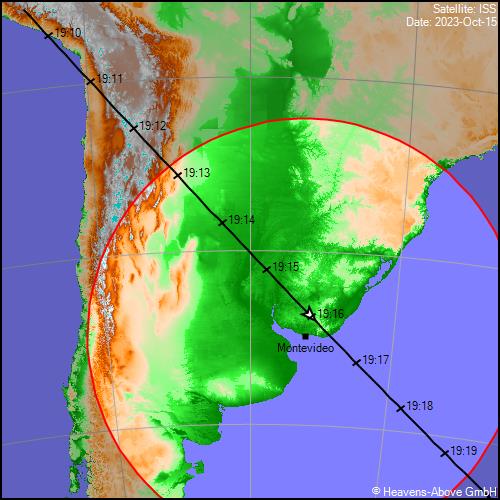 iss_alerts's tweet photo. ¡A estar atentos! En Montevideo 🇺🇾 hoy domingo 15 de octubre de 2023 se podrá ver el paso de la Estación Espacial Internacional a ojo desnudo🛰. Será desde las 19:10, cuando aparecerá por el noroeste. Luego de 10 minutos se desaparecerá por el sudeste. https://t.co/cwIvFs66RJ