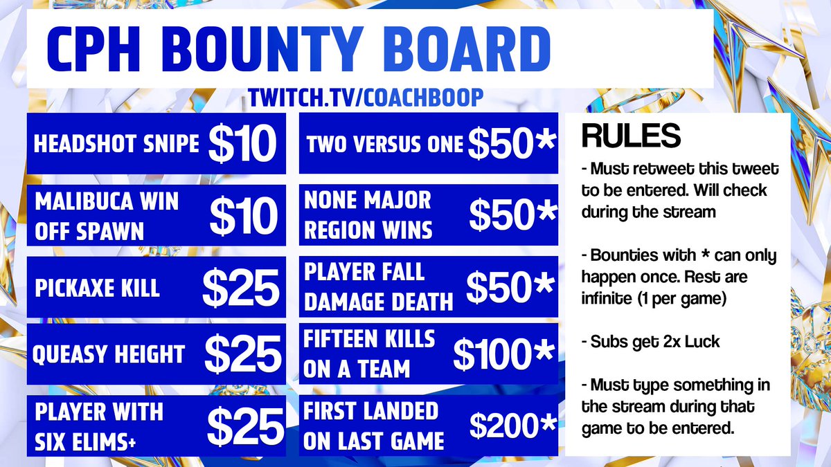 IT'S WORLD CUP GRAND FINALS DAY HUGE BOUNTY BOARD FOR VIEWERS LET'S PREVIEW THE FINALS NOW. TWITCH.TV/COACHBOOP