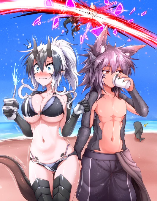 2023年版水着シリーズ 女体化リオ&ミゲル前回激闘を繰り広げる二匹に近づいてきたミアさん。すると突然ミアさんの足蹴りの斬撃を放つ。あんな頑丈だったバリオもガラスのように割れサカバンバスピス君に強烈な一撃を襲う 