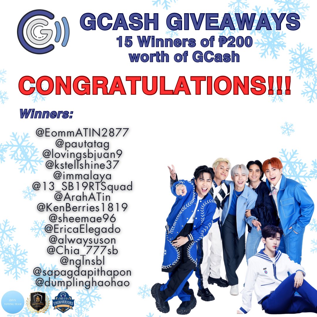 tagwarriorsph's tweet photo. 📢 GCASH Giveaways Winners 🏆

Here are the winners of our GCash💸giveaways on the 2️⃣nd part of our SH streaming🎧 collab w/ @ZHVNVOTINGTEAM‼️🥰

CONGRATULATIONS, winners! 🎉🎊🥳

Watch out for another BIG ANNOUNCEMENT‼️👀

#SB19xZhanghaoStreamingParty 
#SB19 @SB19Official 
#TWph https://t.co/hrdkcLdHUl