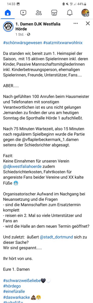 Schade, sowas lesen zu müssen. @stadtdortmund was ist hier schief gelaufen? Trägt die Stadt die unverschuldeten Kosten? Oder muss hier erst die @RN_DORTMUND berichten?