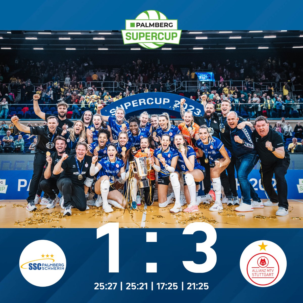 Sie sichern sich den 1. Titel der Saison! 🔥 @AMSVolley gewinnt den PALMBERG Supercup 2023 🏆👏 Herzlichen Glückwunsch!! #Volleyball #volleyballbundesliga #HomeOfRespect #VBL #sport1 @SPORT1 @DVV_Volleyball  📸 Justus Stegemann