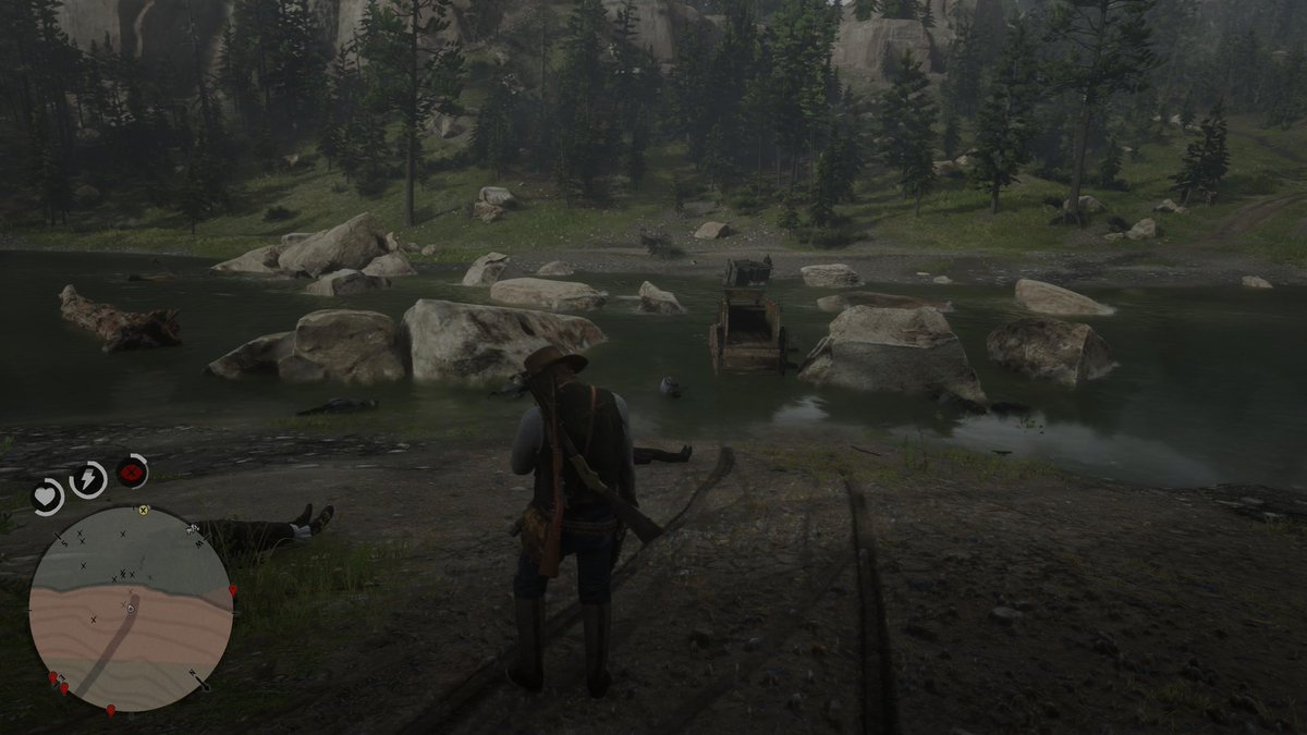 Pharol's tweet photo. Diário RDR2: Saindo do acampamento antes do galo cantar pra resolver coisas com Micah. No caminho salvando um pobre miseravel de uma onça e contemplando a vista de uma águia real. No último registro um sinal de que o dia não terminou bem pros O'Driscoll (Maldito Micah) https://t.co/S8yfaPI9ET