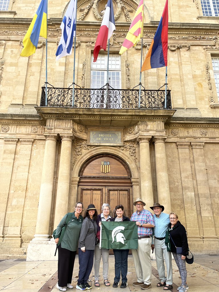 MSUKim98's tweet photo. Our MSU #SpartanPathways tour has moved to France! Woke up to a beautiful sunrise and a day full of adventure. @msualumni https://t.co/y0HBlDoB6o