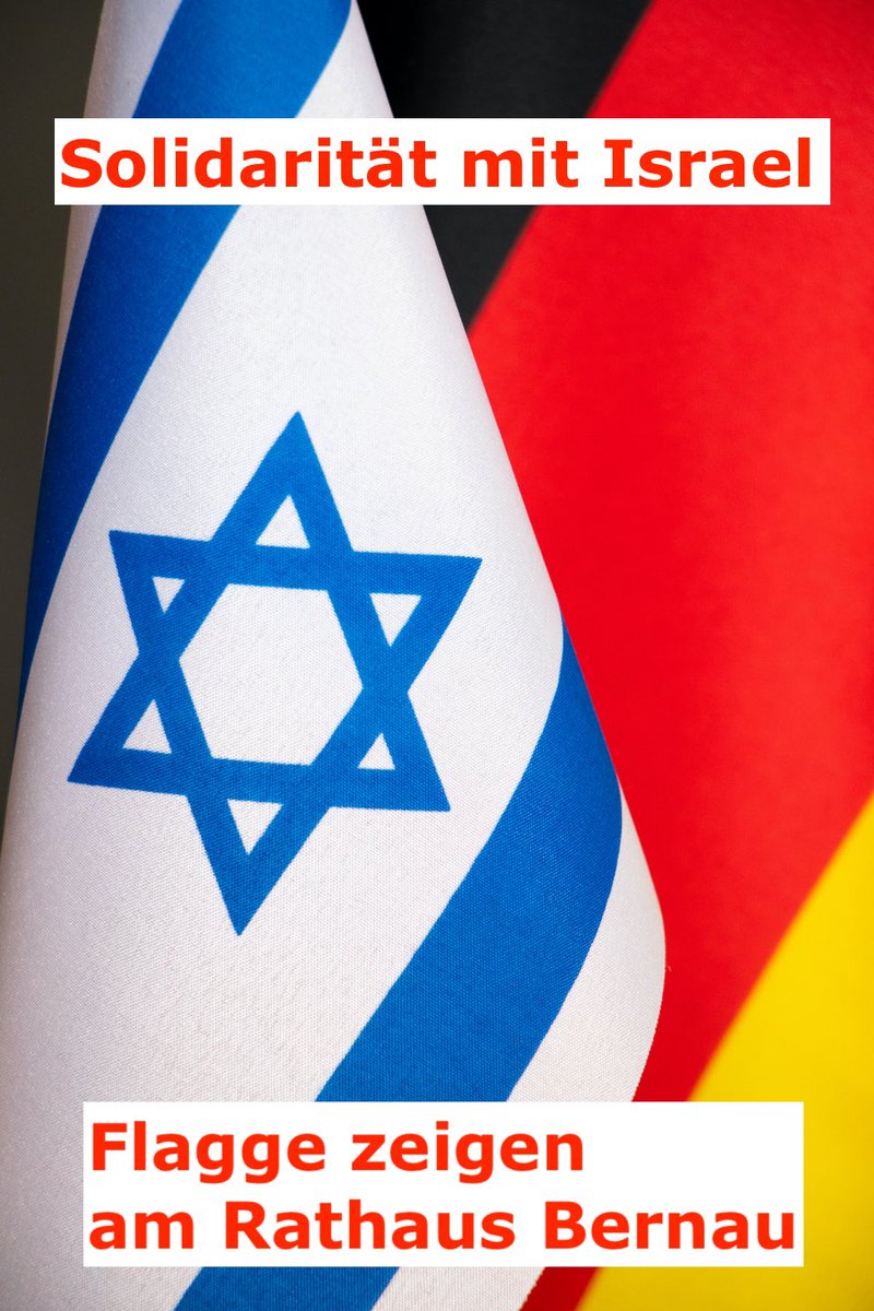 Wir wollen auch in Bernau ein Zeichen der Solidarität mit Israel setzen. Wir fordern den Bürgermeister auf, auch vor dem Bernauer Rathaus zusammen mit der deutschen Flagge und dem Bernauer Stadtbanner die Flagge Israels zu hissen. Bereits eine Woche und das Rathaus schweigt.