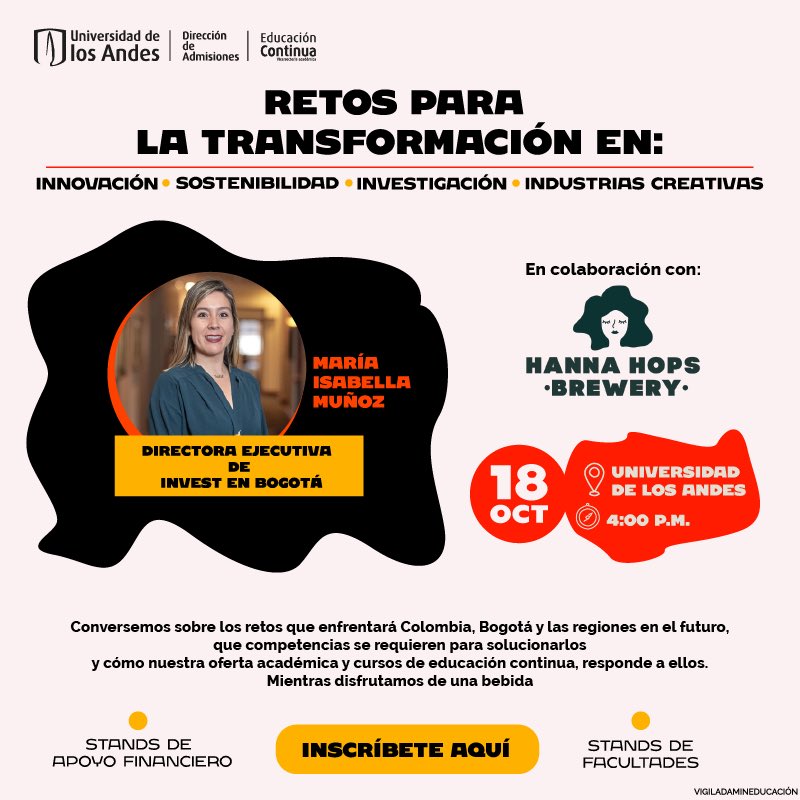 Inscríbete a nuestro evento ➡️ rebrand.ly/RetosTWOr
Conversaremos sobre:
✅ Los retos que enfrentamos como país
✅ Las competencias son necesarias para solucionarlos
✅ Stands de facultades, <a href="/edcouniandes/">Educación Continua - Universidad de los Andes</a> y apoyo financiero
Te esperamos:
📅 miércoles 18 de octubre
⌚ 4:00 p.m.