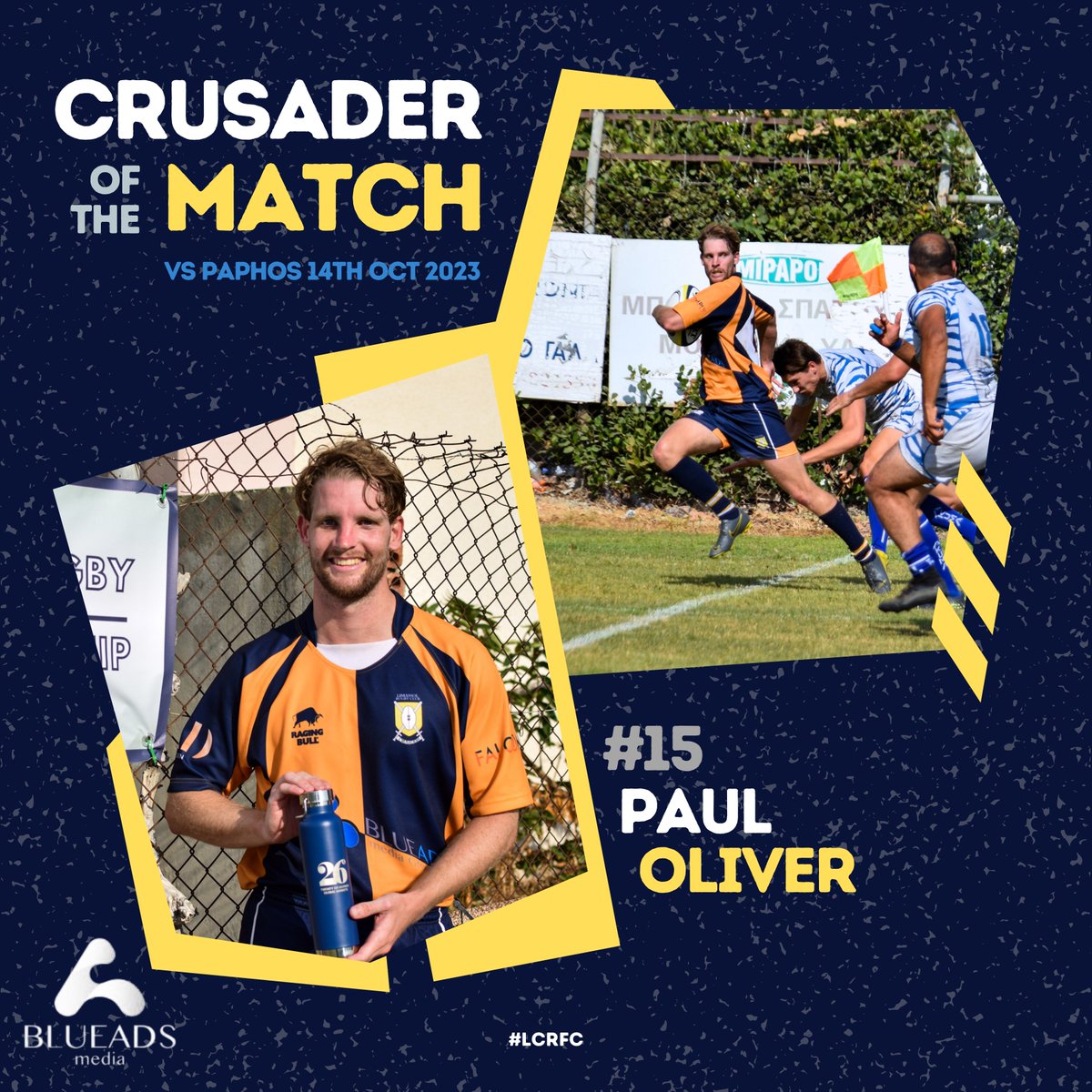 LimCrusaders's tweet photo. Our Crusader of the Match - Paul Oliver!🥳🏉👑

Paul scored 3️⃣ tries in an exceptional performance against Paphos Tigers yesterday.

Well done Paul and the entire team on the first win of the season!

@Cyprus_Rugby #Cyprus #Rugby https://t.co/6woCVcZPOk