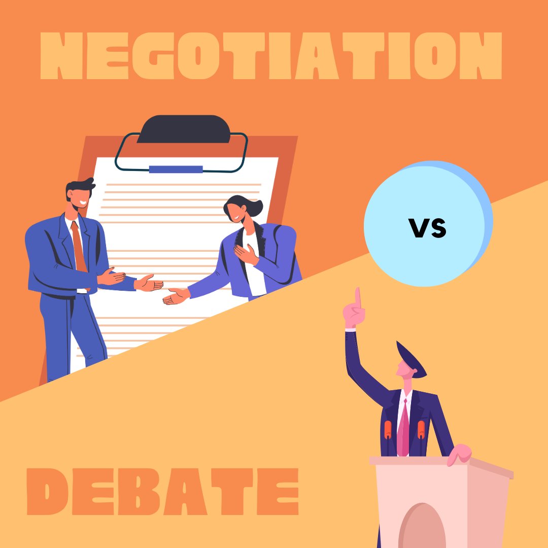 SpeechDojo's tweet photo. Hi everyone,

ever wondered what distinguishes a debate from a negotiation? Even if you have not it is important to distinguish between the two to understand the intent and impact of them.

-

-

-

#negotiation #debate #debateclub #deca #business #deal #speechdojo https://t.co/DiwuDmw67R