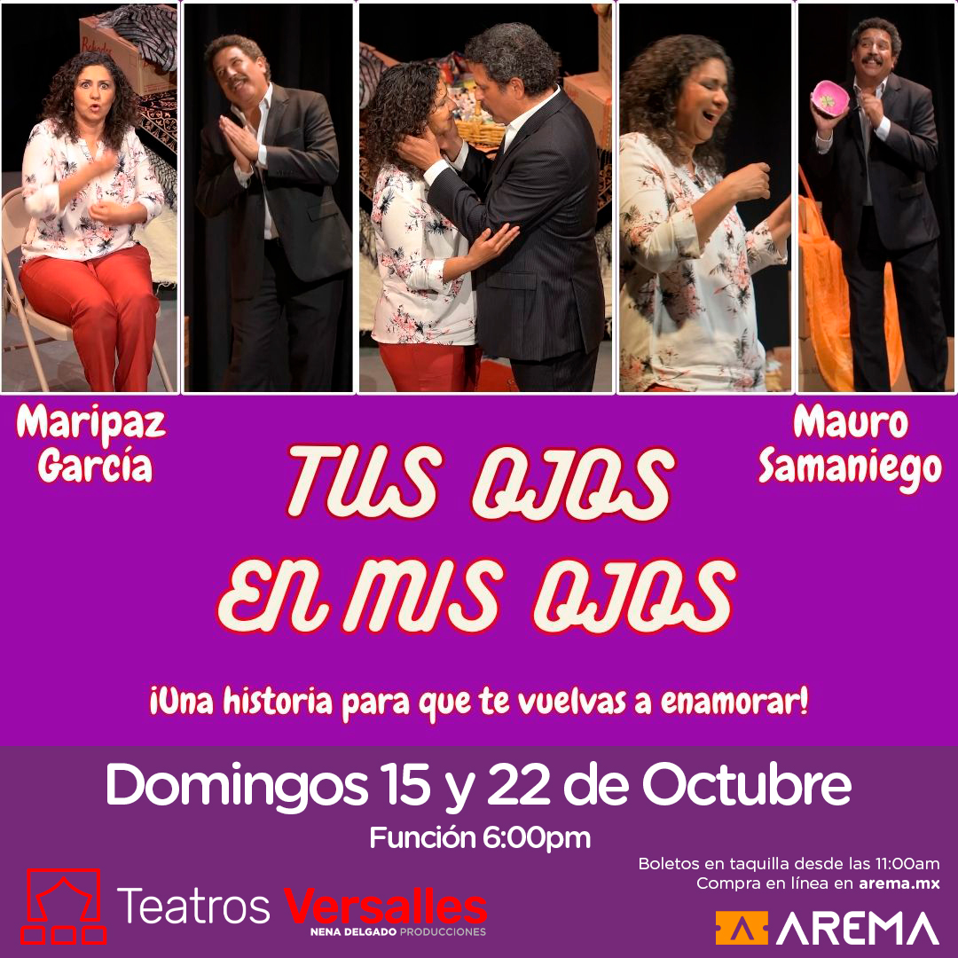 "Tus ojos en mis ojos"

No te puedes perder esta gran historia de un matrimonio de más de 20 años de casados que se separa.

Se reencuentran trayendo como consecuencia, reclamos, recuerdos, risas, lágrimas.

📅 Domingos 15 y 22 de Oct. 6:00pm
🎟️ arema.mx/evento/10981