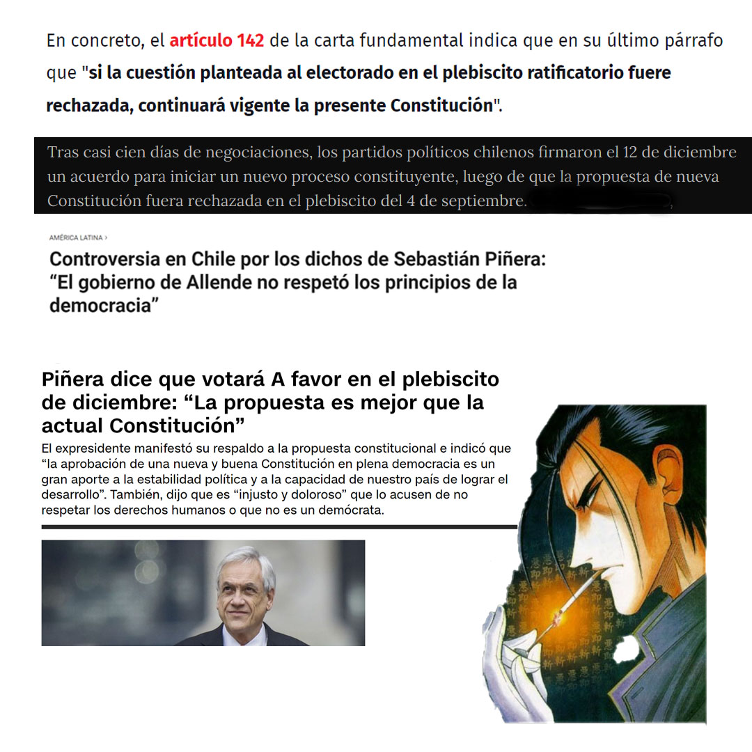 trebuchet_ald's tweet image. ¿Qué es una persona que no puede comprometerse con su creencia? 

 #piñera #constitucion #política #principios #ilegítimo #creencias #democracia #chile #hajimesaito #rurounikenshin #samuraix #anime