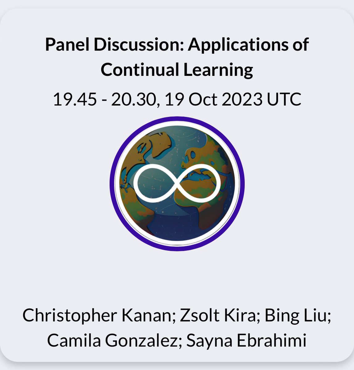 🔥What makes CLAI Unconf an UNconference? Community interaction! 

Come join our panel discussion with world-renowned continual learning experts @chriskanan @zsoltkira Bing Liu, @camgbus & @SaynaEbrahimi 19:45-20:30 UTC on Oct 19th!

🚨Register for free: unconf.continualai.org/register
