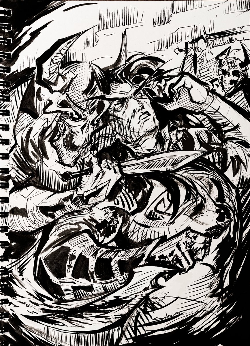 Day 15 - Dagger
.. and now it's over.
The ill-fated dagger and the last moments of Bourdald's life (before he becomes a DK) 🗡️

#warcraft #warcraftart #inktober #inktober2023 