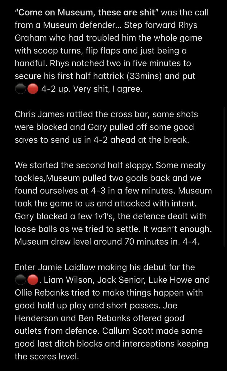 DalstonBR2000's tweet photo. @Ryansmith_251 wanted a match report three week ago but I couldn’t be arsed. I’ve pulled out all the stops to make it happen this week 👇 

⚽️⚽️⚽️ @RhysGraham44
⚽️ @chrisjamesCJ91
⚽️ @Ryansmith_251
🎖️@RhysGraham44

Thanks to Gary Johnston for filling in at GK

#WeAreDalston https://t.co/jqd58H2Nxf