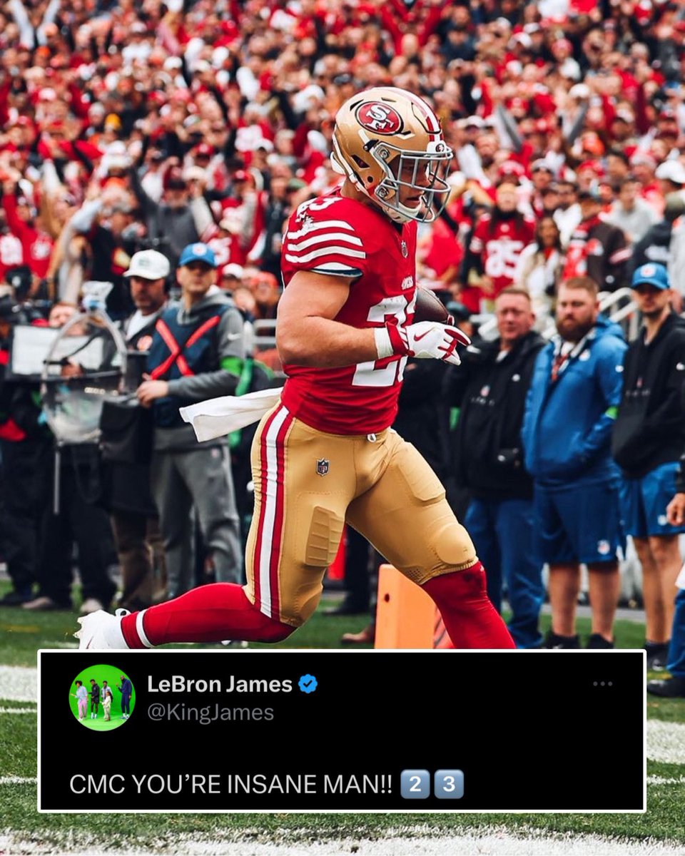 OurSf49ers's tweet photo. Lebron James 🤝 CMC 

#49ers || #FTTB https://t.co/NpH7M3osCo