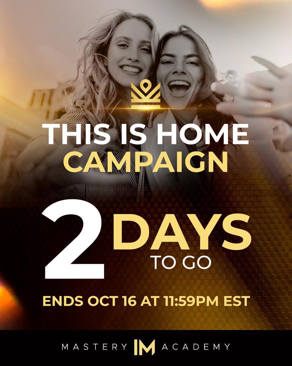 mastery_im's tweet photo. Less than 48 hours to go for the This is Home Campaign! 

ACTIVE NOW - OCT 16 AT 11:59 PM EST new customers receive $50 off the IMpowered base pack. 

https://t.co/jjVpMzVsu8 https://t.co/6zAn9sMtT7