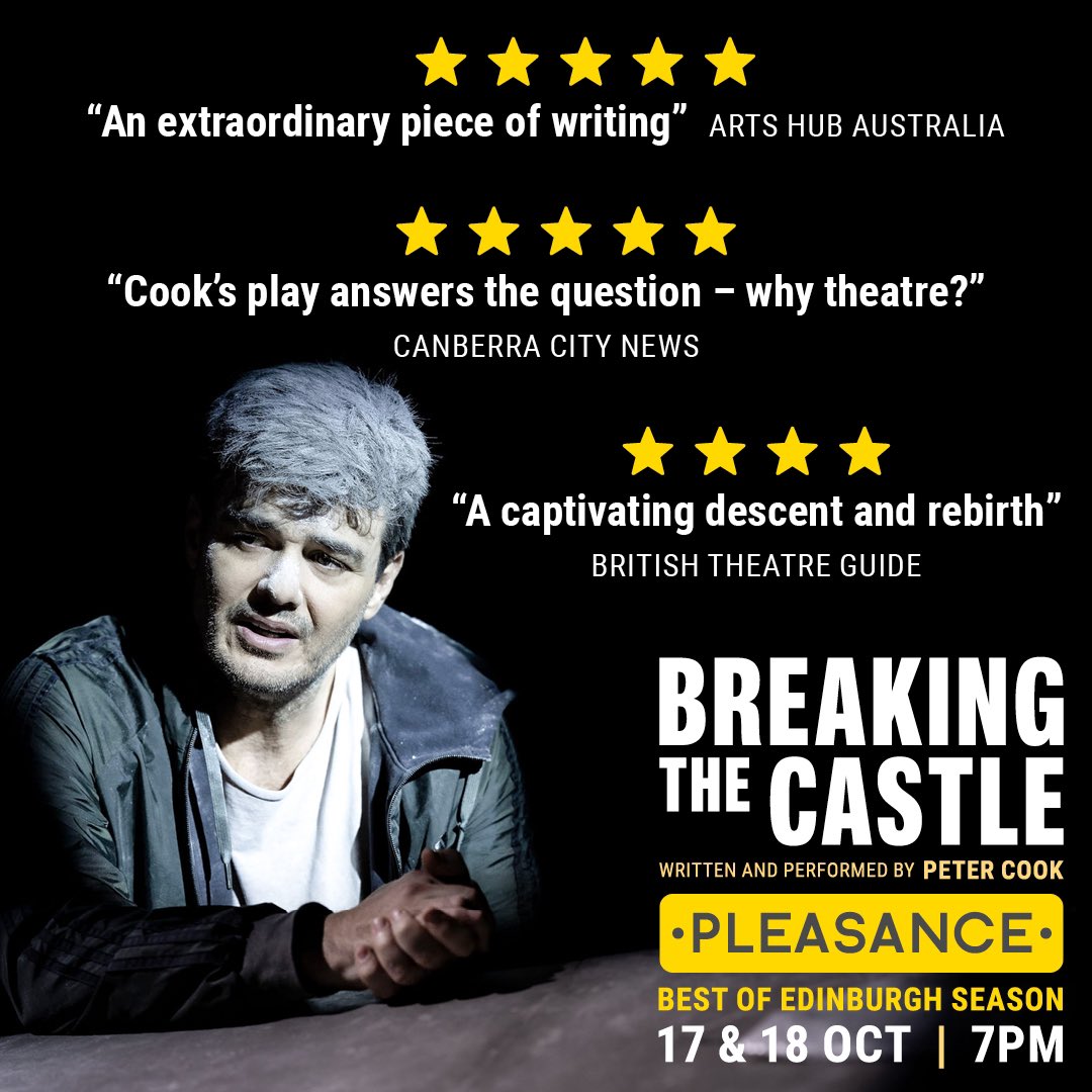peterncook's tweet image. Brilliant news that “Breaking The Castle” written &amp;amp; performed by me has been nominated for an #OffFest Award for performances at the @edfringe Great to hear right before the “Best of Edinburgh Season” @ThePleasance shows 7pm 17&amp;amp;18 Oct. Book now! pleasance.co.uk