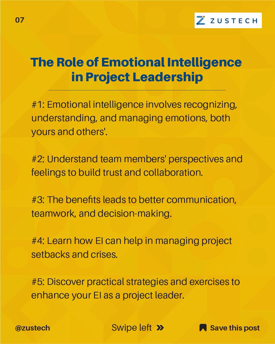 Project is about tasks. #Projectleadership is about people. 

#Emotionalintelligence is important in every field that requires communication with other people. With EI, you can create a positive project environment where teams successfully contribute!

#ProjectManagement