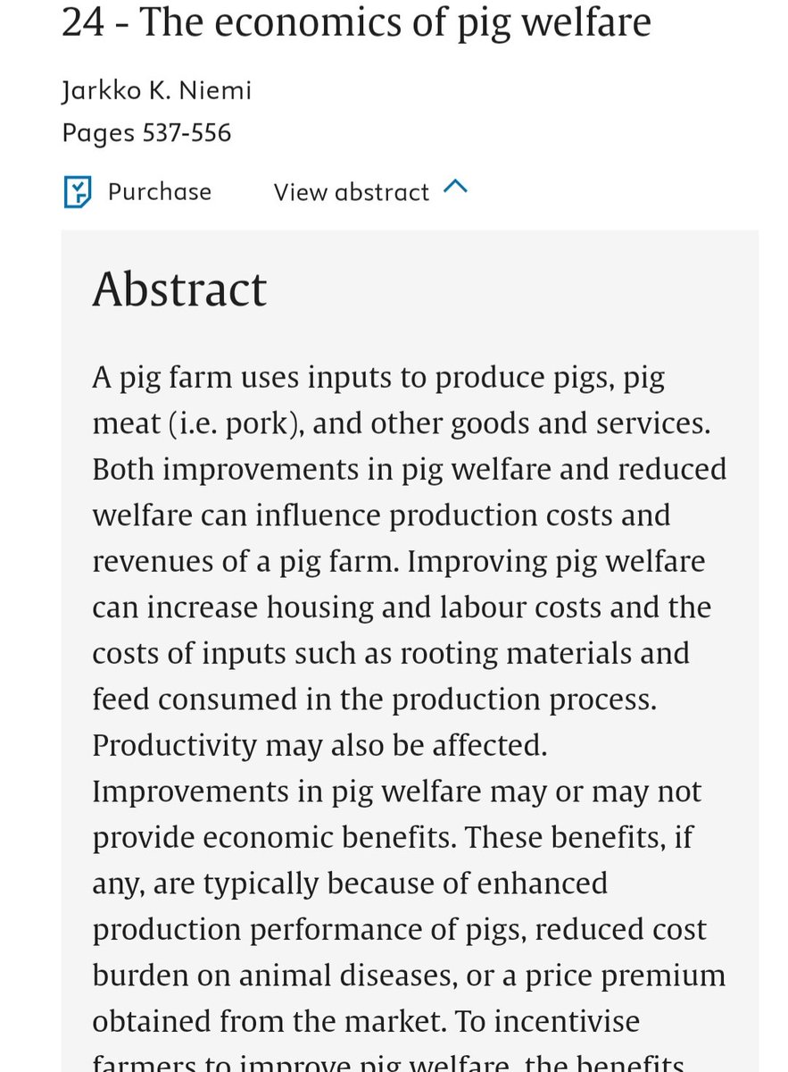 New book "Advances in pig welfare" (2nd edition) has been published. It includes my chapter concerning economics of pig welfare. To make informed decision about pig welfare, it is essential to know the costs and benefits of welfare-related practices. sciencedirect.com/book/978032385…