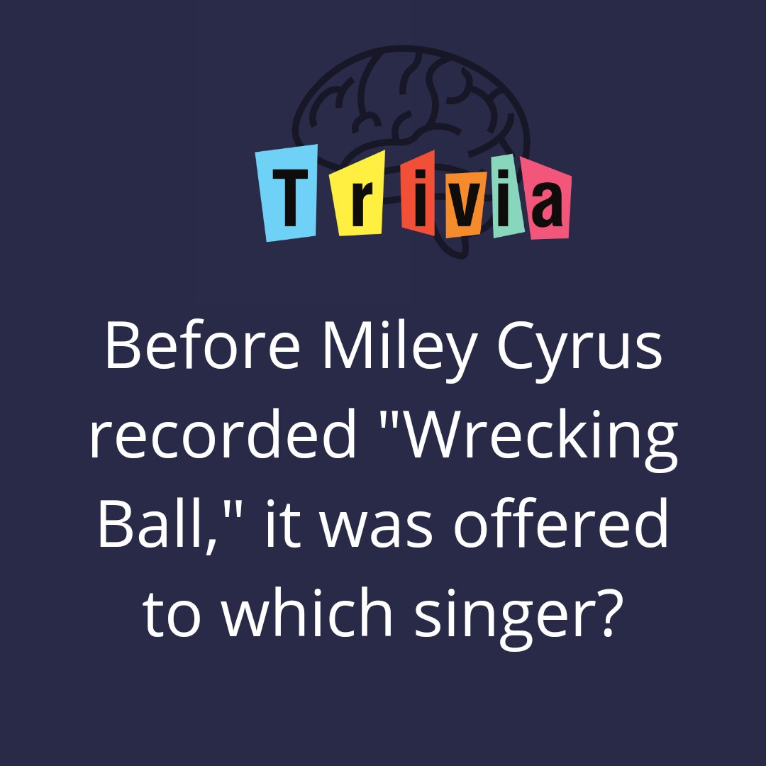 VinylExplosion's tweet image. Question: Before Miley Cyrus recorded &quot;Wrecking Ball,&quot; it was offered to which singer?

Answer: Beyoncé

#MusicTriviaChallenge #TriviaTunes #MelodyMasters#SoundtrackSecrets #NoteNerds #MusicTrivia #Trivia