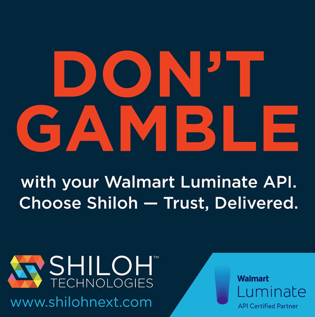 ShilohTech's tweet image. With the coming changes and uncertainty, don’t gamble on being ready.

Trust Shiloh as your Walmart Luminate API Certified Partner!

#Innovation #APICertifiedPartner #WalmartLuminateAPI #Innovative #ShilohTechnologies