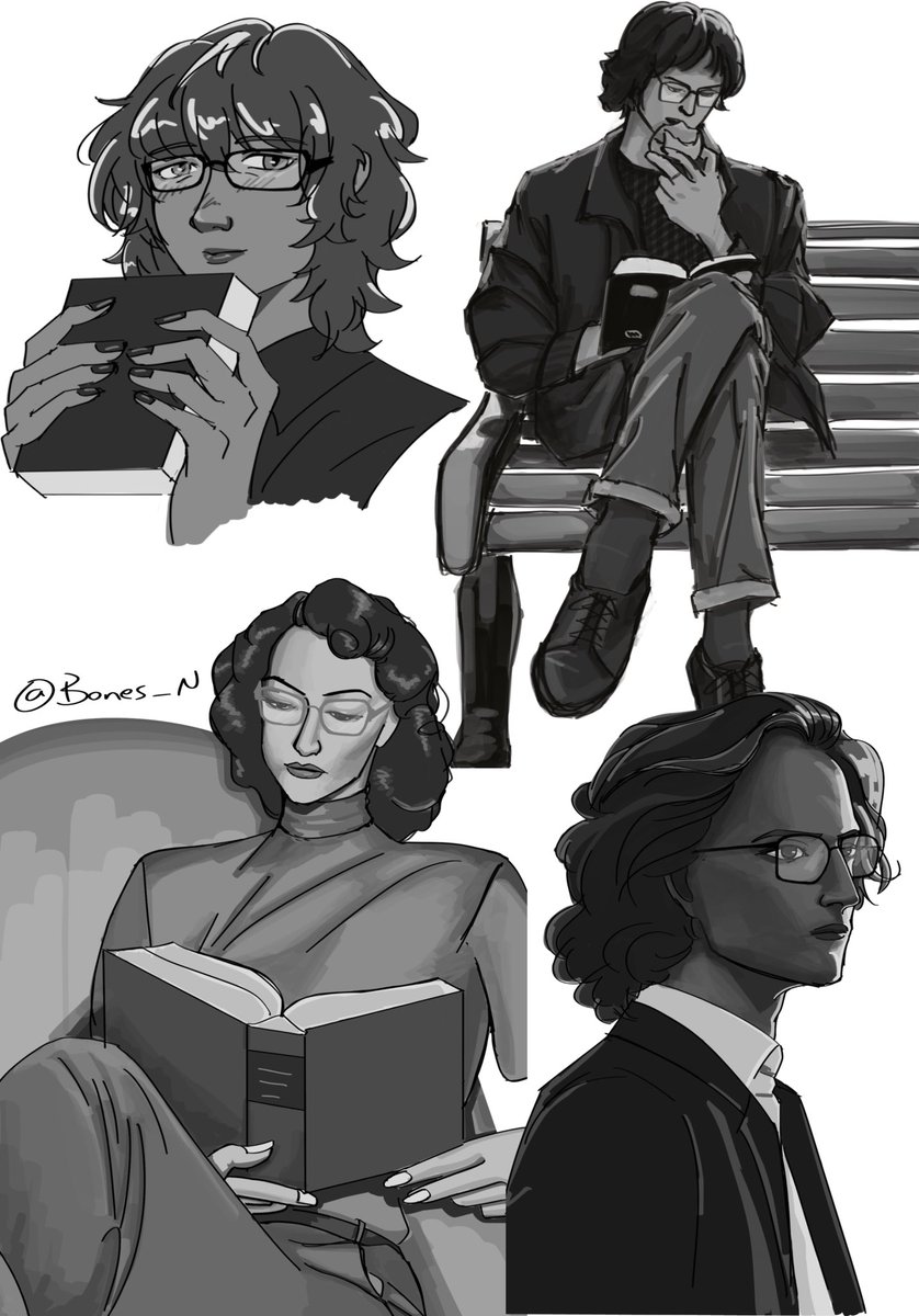 n5_bones's tweet photo. Some sketches I did a while back
Have a thing for glasses apparently 
#art https://t.co/OxaPbTeu68