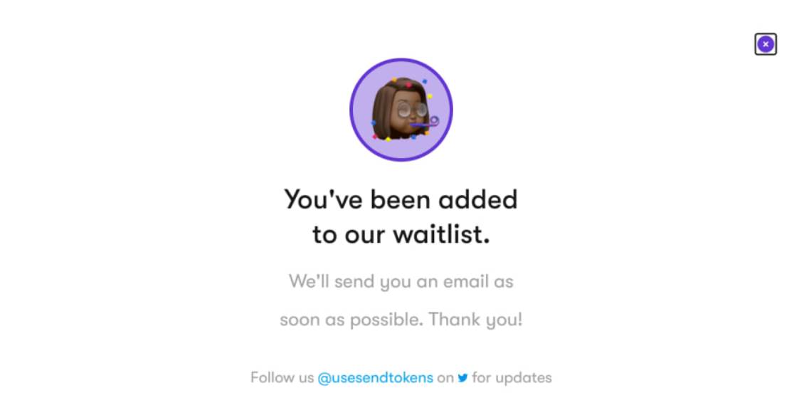 Omnitrons_FR's tweet image. @usesendtokens 
Aucune interaction n'est disponible actuellement sur #Sendtokens, mais il vous est possible de vous inscrire sur leur liste d'attente !