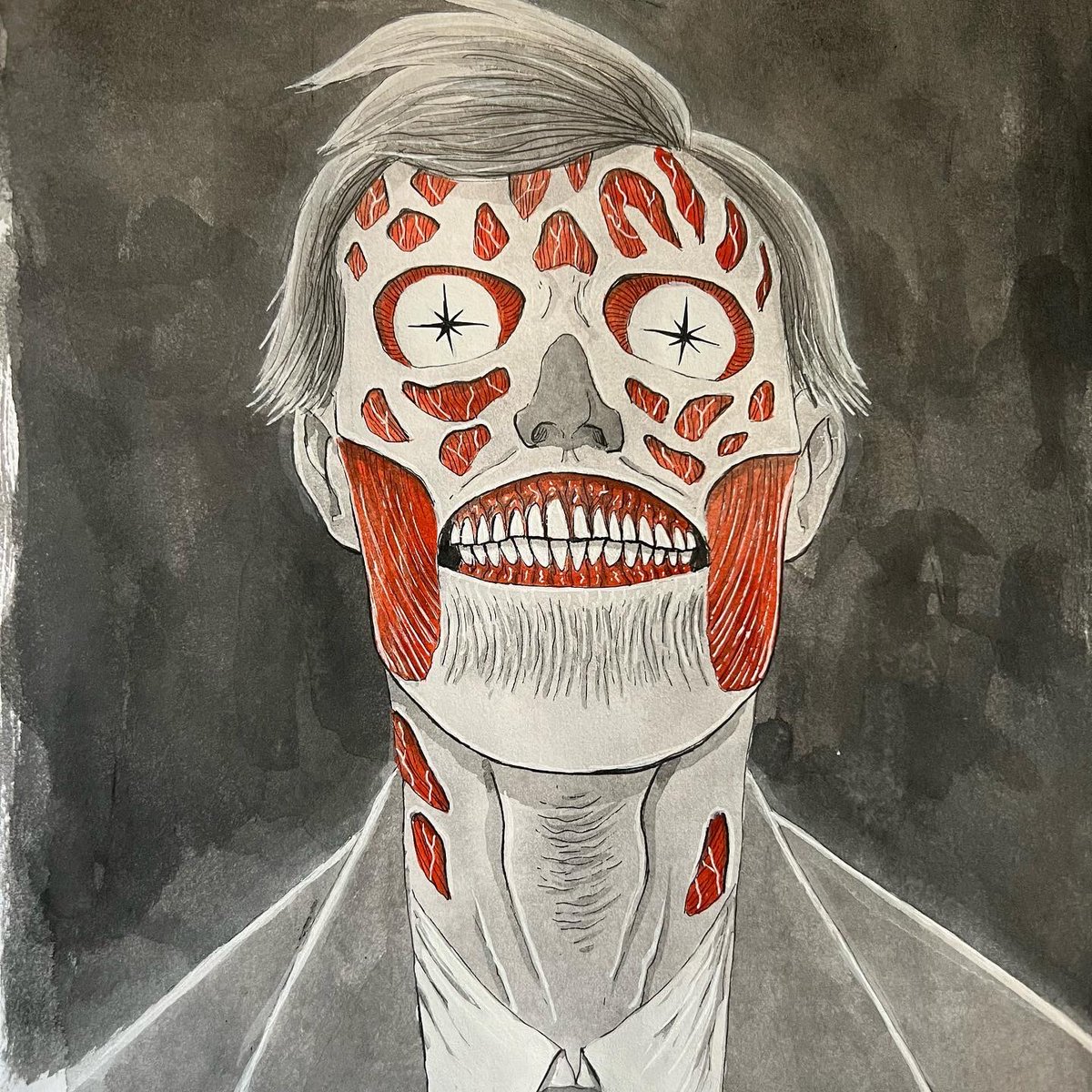 Templesmith's tweet image. Helltober day 15: They Live alien.

Just obey alright?
#theylive #obey #helltober