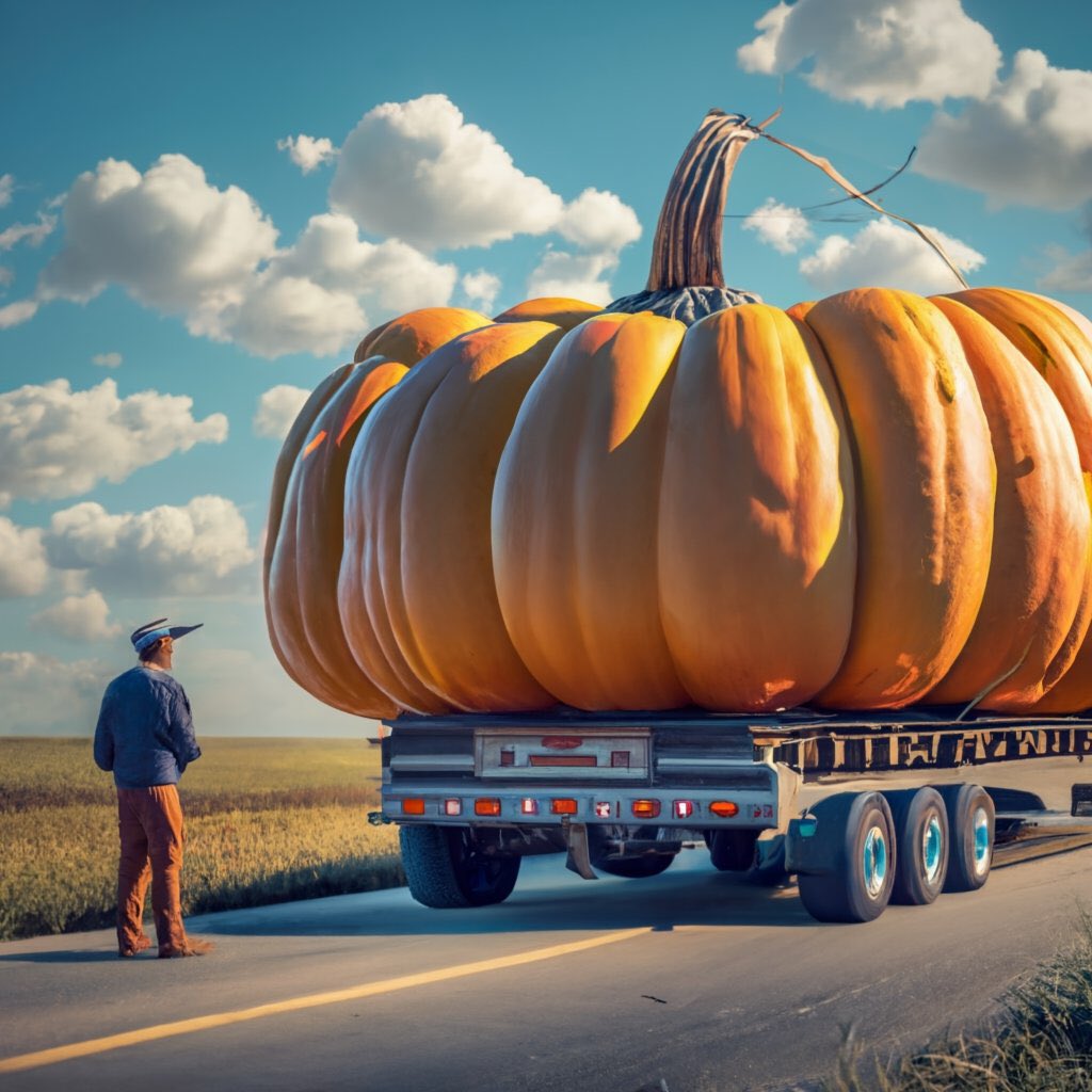 XXXtraAi's tweet photo. GM! The Guinness Book of World Record battle for largest pumpkin as imagined by Ai 🎃😳#largestpumpkin #Aiart #halloweenart #AIcommunity https://t.co/DGdjHUYOPk
