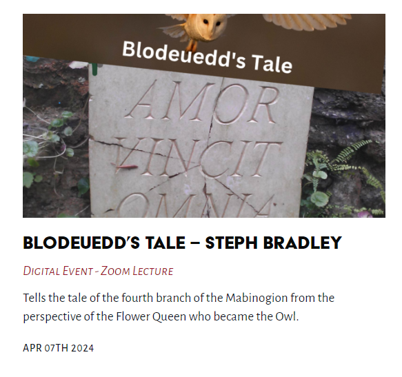 Tonight's Storytelling - Blodeuedd’s Tale - Steph Bradley #BlodeueddsTale #StephBradley @TheLastTuesdayS thelasttuesdaysociety.org/event/blodeued…