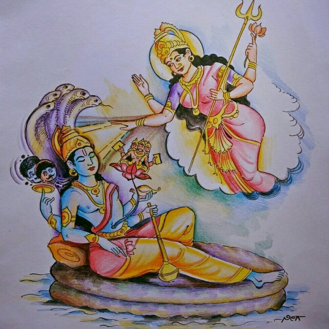 योगनिद्रा:
#योगनिद्रा
देवी जो ब्रह्मा को मधु ~ कैटभ की जोड़ी राक्षस के अकारण हमले से बचाने के लिए प्रकट हुईं -  उसकी पूजा इस पवित्र नौ दिन ~ लंबे त्योहार के पहले दिन की जाती है।  

#नवरात्रि