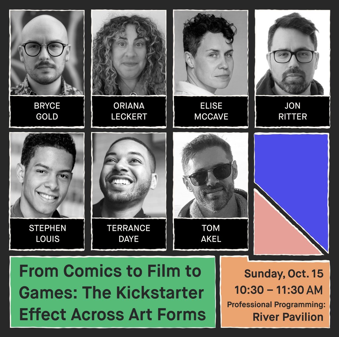 Kickstarter's tweet image. #NYCC23, we’re back for panel 2! See you at 10:30 AM at River Pavilion: Professional Programming 💚
