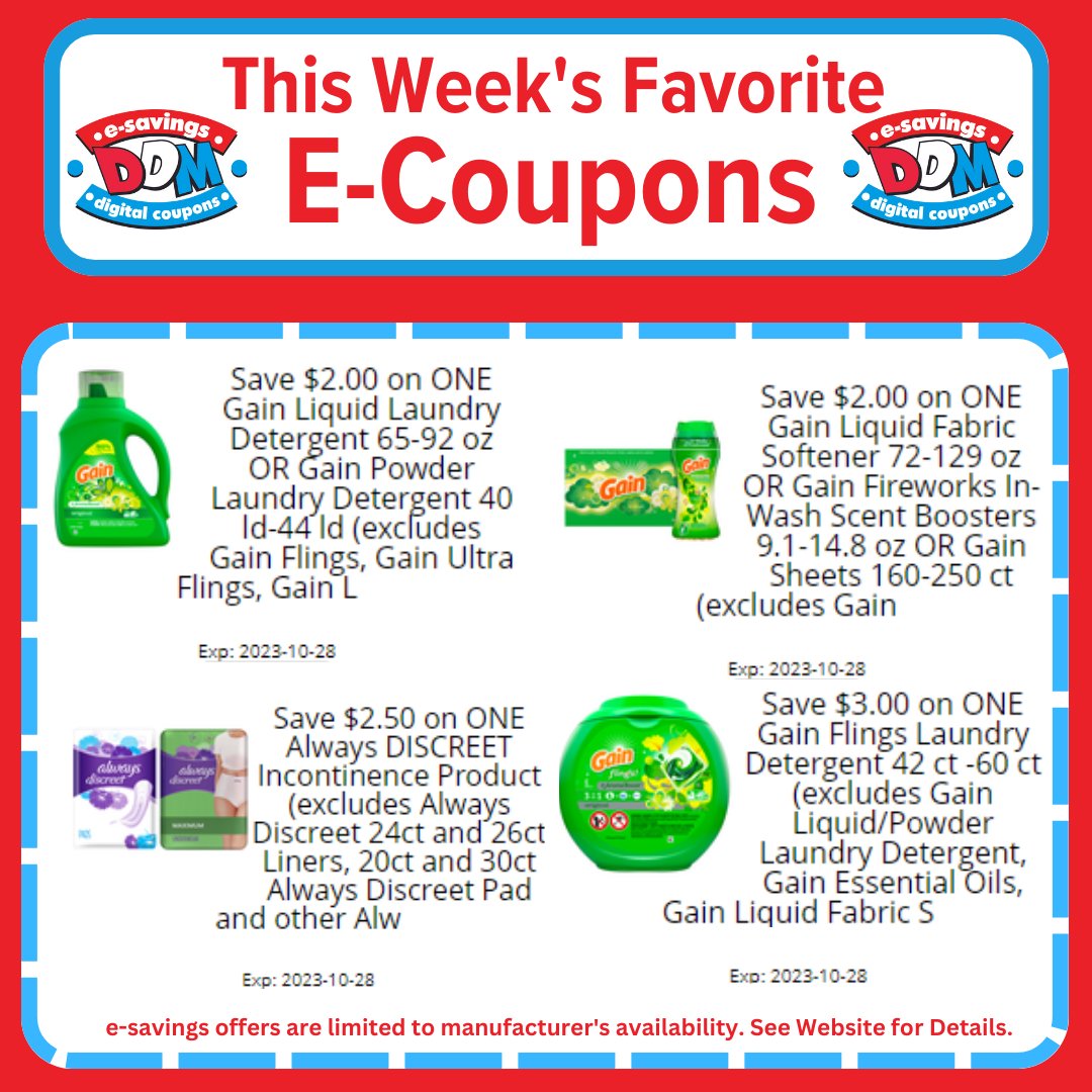 Drug_Mart's tweet photo. Have you clipped your e-coupons yet this week? All you have to do is "clip" the coupon & it automatically gets added to your Courtesy Plus Card!☺️
Start saving here: https://t.co/TSO8iyH9iS
#DDM #ecoupons #savings https://t.co/kZu2Mf3cnM
